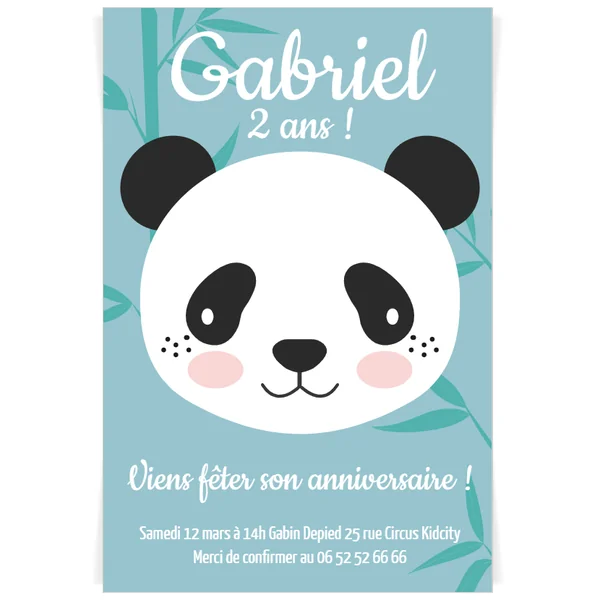 Invitation à personnaliser - Panda