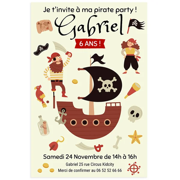 Invitation à personnaliser - Pirate