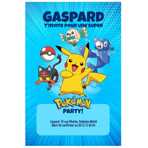 Invitation à personnaliser - Pokémon
