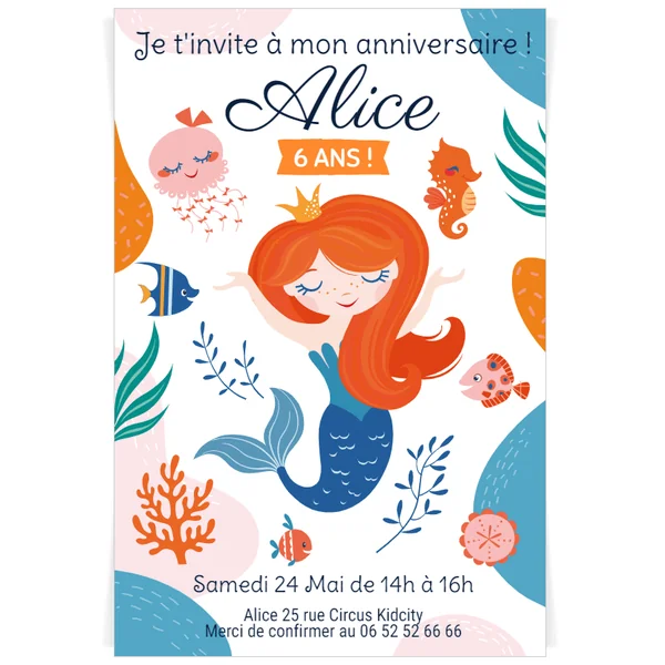 Invitation à personnaliser - Sirène Corail