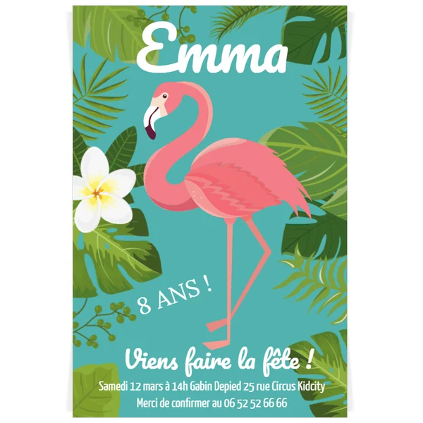 Invitation à personnaliser - Tropical Flamingo
