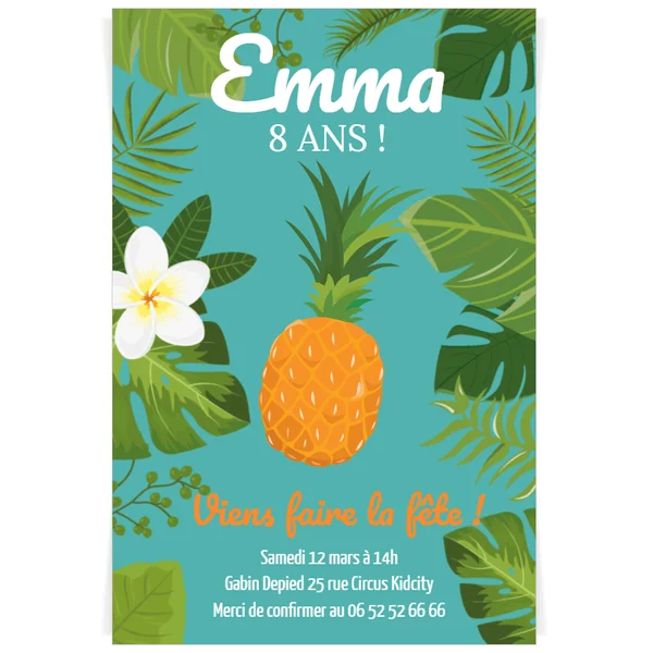 Invitation à personnaliser - Tropical Pineapple