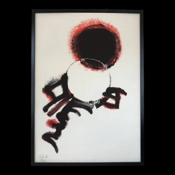 Jean-marie calmettes,1918-2007.soleil noir.lithographie