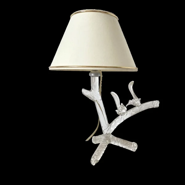 Lampe avec pied en cristal branche , oiseaux , années 60