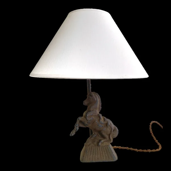 Lampe métal, câble tissu 2M, abat-jour coton