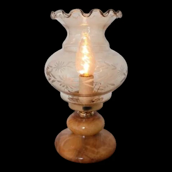 Lampe vintage style boudoir en verre et marbre