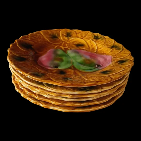 Lot de 6 assiettes barbotines Digoin Sarreguemines années 50-60