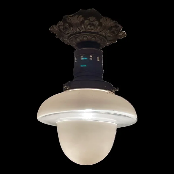 Lustre ancien art deco plafonnier vintage lampe opaline circa 1930