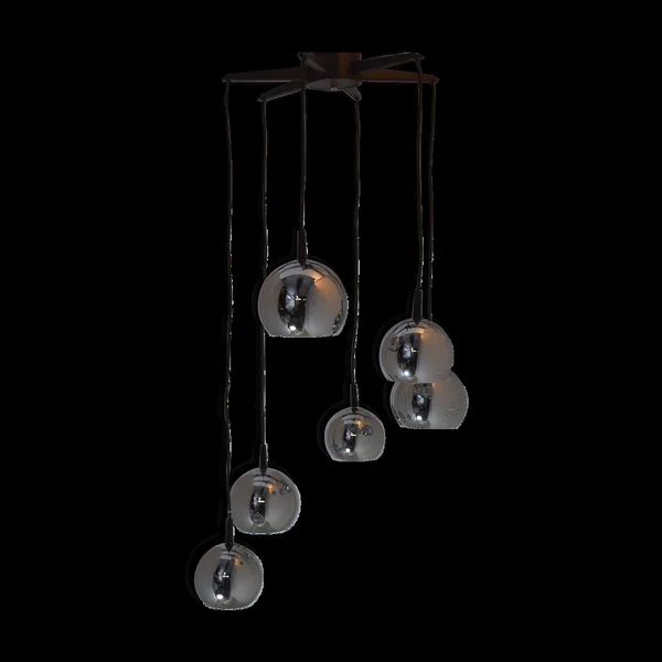 Lustre chromées cascade 6 suspensions 1970