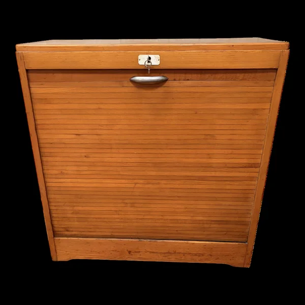 Meuble bas classeur à rideau vintage design 50/60