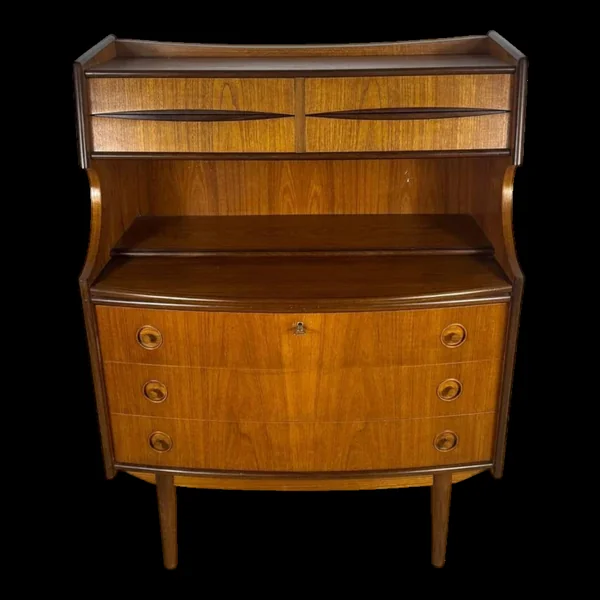 Meuble danois en teck avec tiroirs et secrétaire extractible – 1960