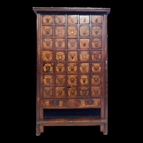 Meuble d'apothicaire 38 tiroirs en bois d'orme
