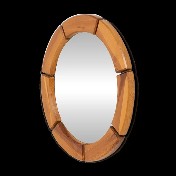 Miroir mural sculptural en pin massif