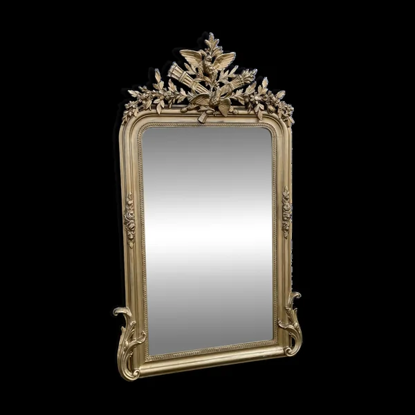 Miroir Napoléon III fronton oiseaux 112 x 67