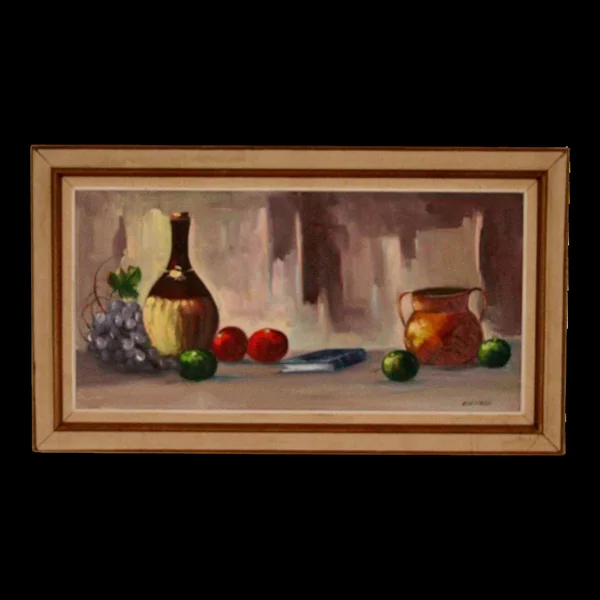 Nature morte au vin et aux fruits par E.W. Freu