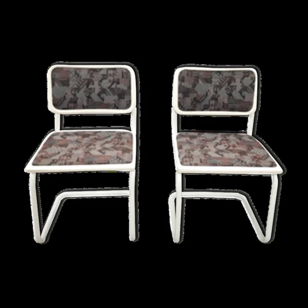 Pair of vintage tubular frame dining chairs