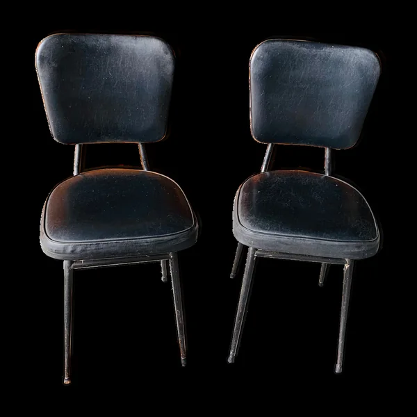 Paire de chaises skaï noir vintage