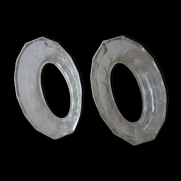 Paire de grands ramequins en verre art déco anciens