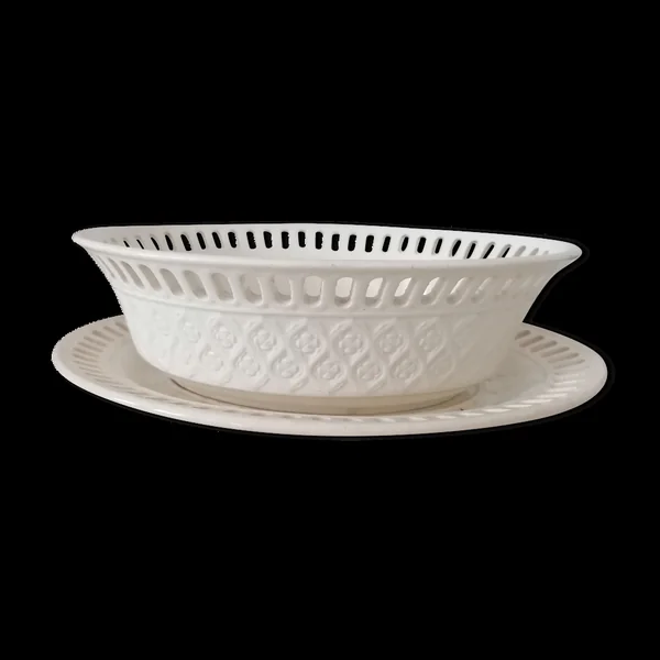 Panier et plateau en faïence Wedgwood