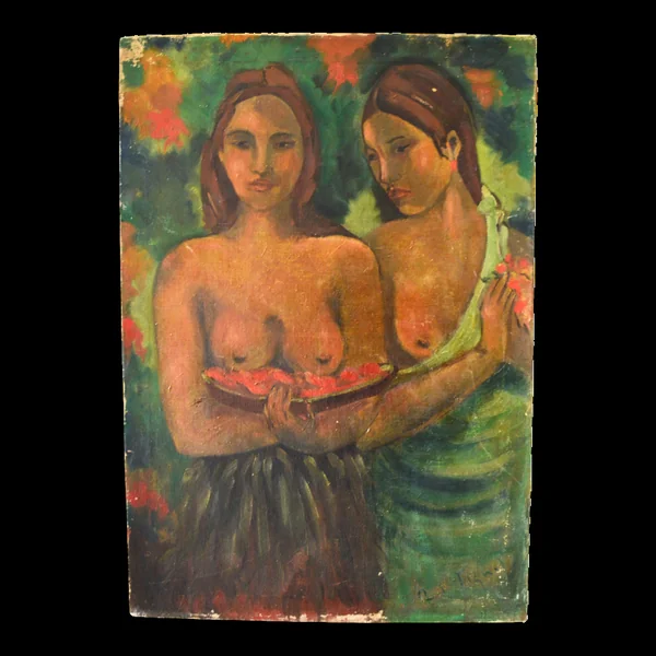Peinture ancienne – Deux figures féminines France (attribué),vers 1905–1925