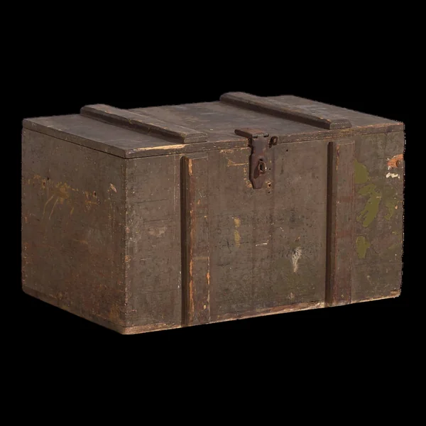 Petit coffre ancien vert olive (c.1920) #26