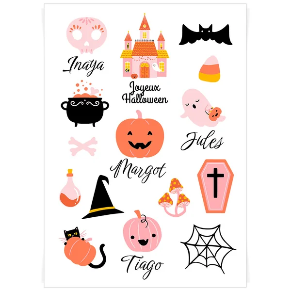 Planche de tatouages à personnaliser - Halloween