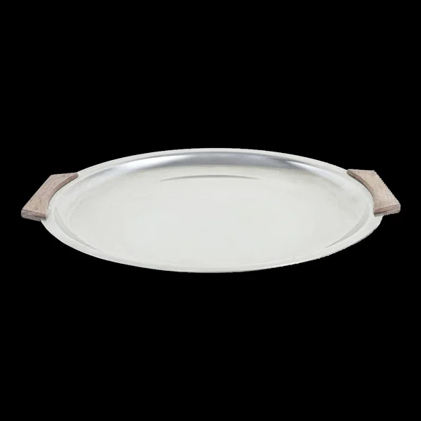 Plateau rond en acier inoxydable, design danois, années 1970, fabriqué au Danemark