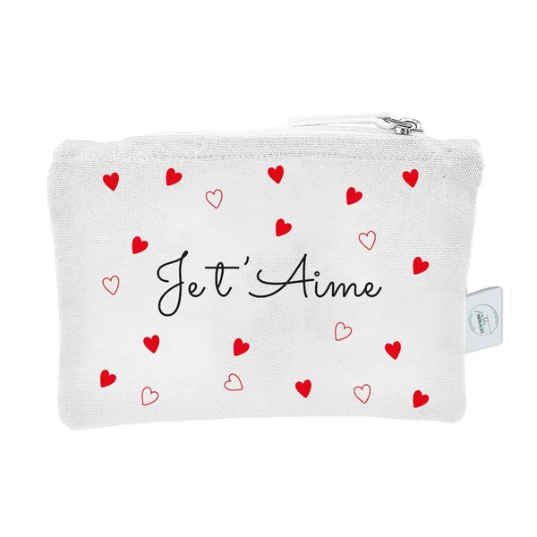 Pochette Coton Je t'Aime Cœur - Petits Messages