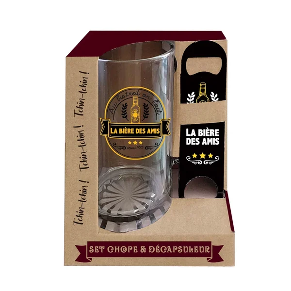 Set chope et décapsuleur Bière des Amis - Déco Intemporelle
