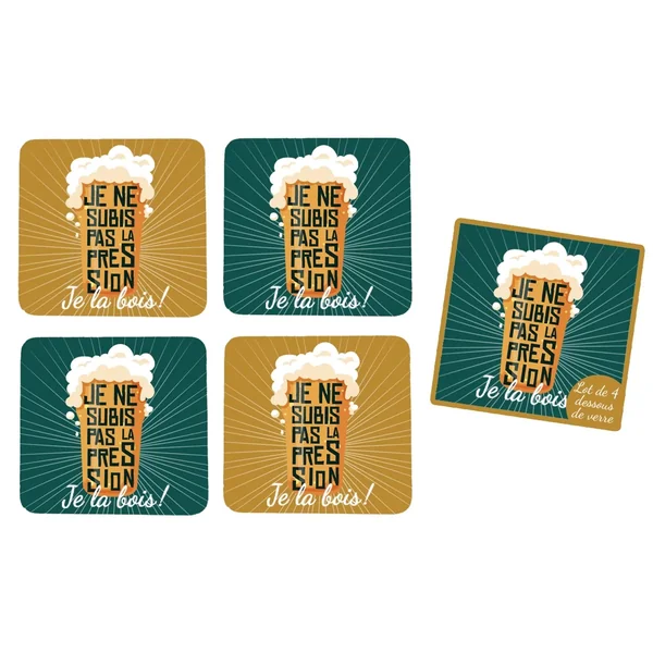 Set de 4 sous-verres assortis Bière pression - Déco Intemporelle