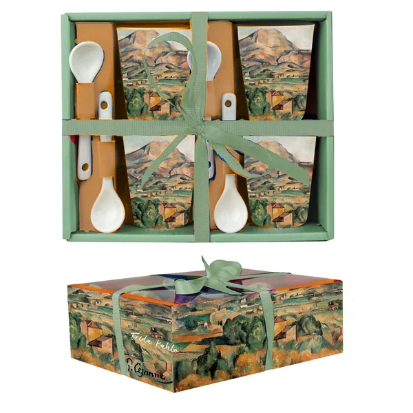 Set de 4 tasses assorties avec cuillères - Cézanne