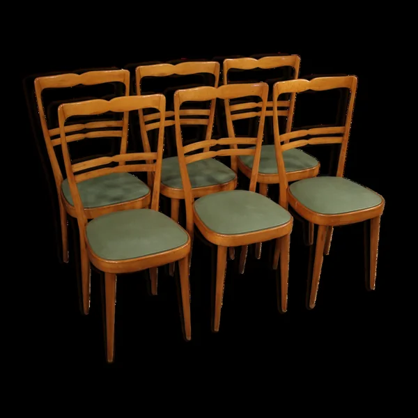 Six chaises italiennes en bois exotique