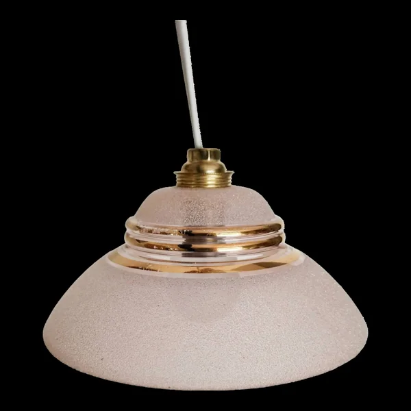Suspension, baladeuse en verre granité rose et or