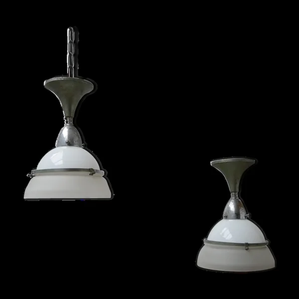 Suspension en verre antique de deux tons