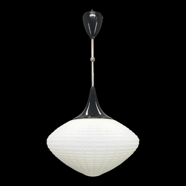 Suspension réglable tchèque, verre opalin, années 1970