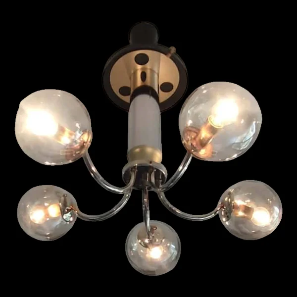 Suspension vintage 1980 verre fumé