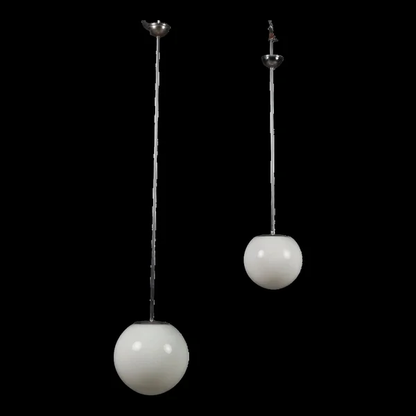 Suspensions vintage en métal chromé et verre, design 1960s