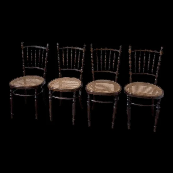 Série 4 chaises bistrot cannage Fischel n019