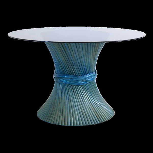 Table bambou Mc Guire lazure bleutée