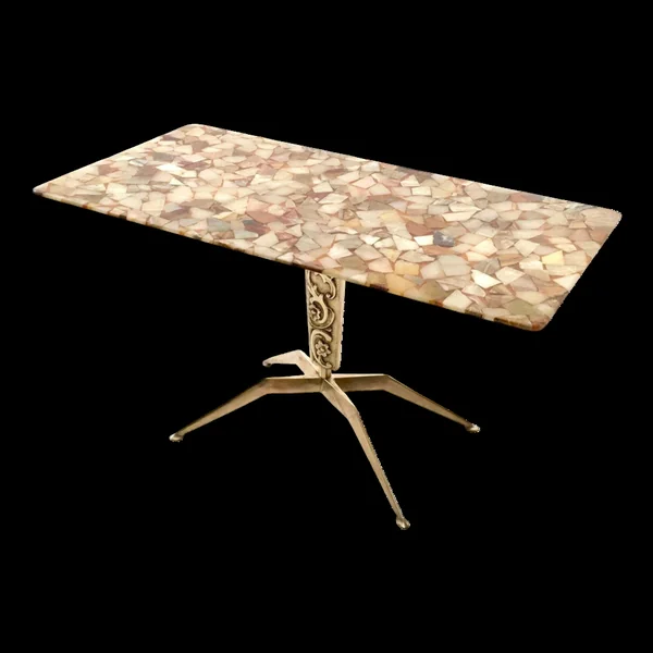 Table basse en bronze avec plateau en marbre de différents types, Italie
