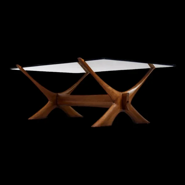 Table basse en verre et noyer Condor