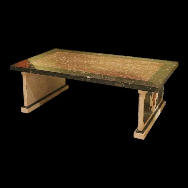 Table basse ou de cocktail rectangulaire en marbre polychrome italien du 20e siècle
