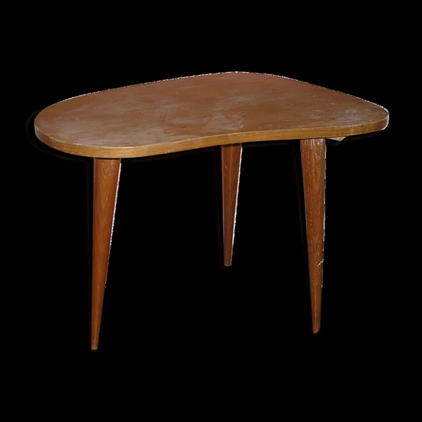 Table basse tripode vintage de forme libre 1960/70 à pieds compas