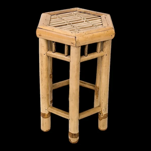 Table d'appoint vintage Tabouret de fleur Banc de fleur Mid Century Bambou Table de nuit Tabouret de
