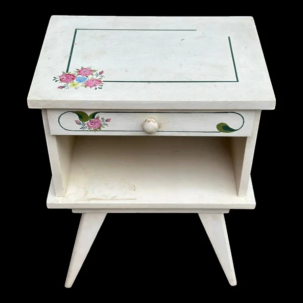Table de chevet vintage 1960 blanche