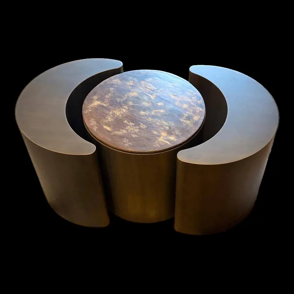 Table Lune - Metal et pierre naturelle