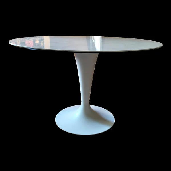 Table ronde "Flûte" Cinna (Ligne Roset) – Céramique Marbre Arabesco 120cm