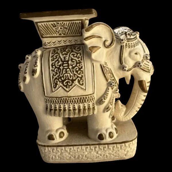 Tabouret/sellette en céramique éléphant Style Hollywood Style Regency 1960