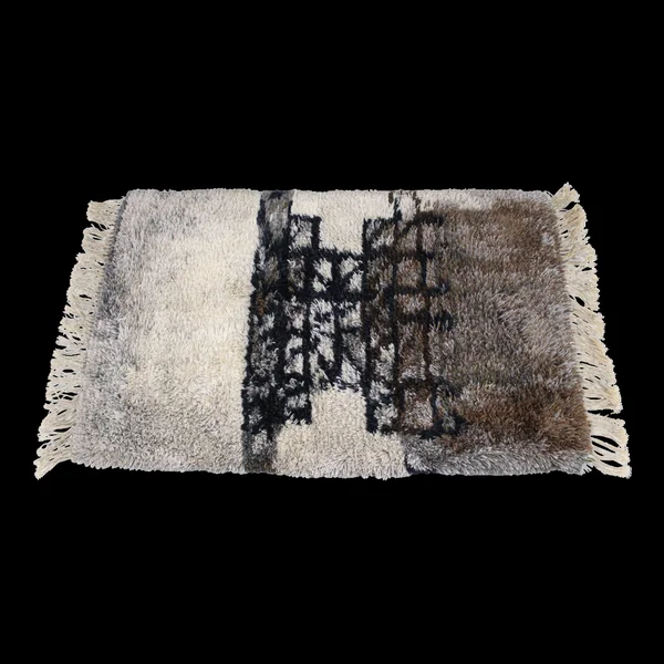 Tapis abstrait danois en laine à poils longs, années 1960