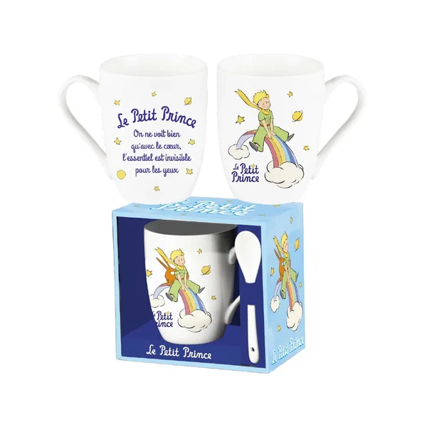 Tasse avec cuillère Arc-en-ciel Blanc - Le Petit Prince